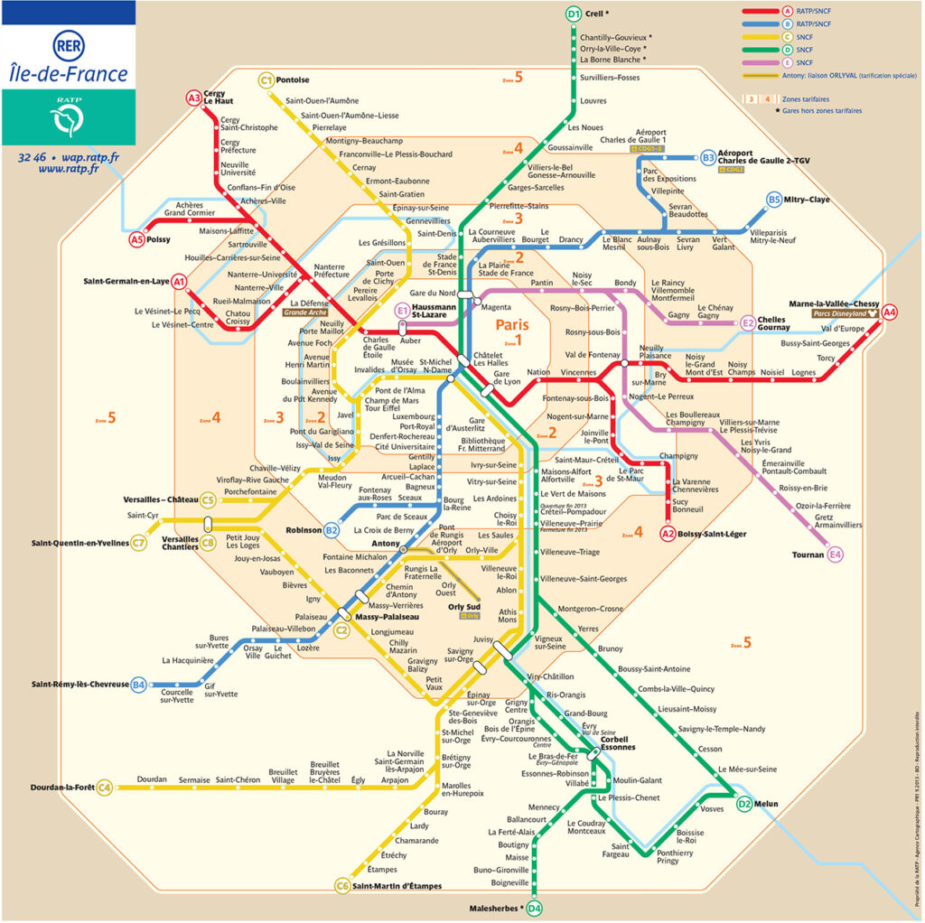 RER Map of Paris.